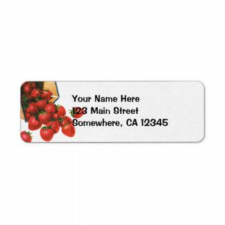 Vintage Food Fruit Berries, Strawberries in Basket Custom Return Address Labels