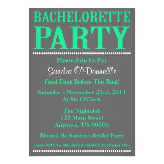 Fresh Bachelorette Party Invites (Sea Green/Gray)