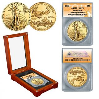 2013 ANACS MS70 First Day of Issue Limited Edition of 24 $50 Gold Eagle Coin