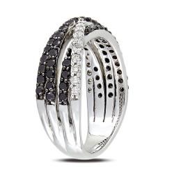 Miadora Sterling Silver 1ct TDW Black and white Prong set Diamond Ring (G H, I3) Miadora Diamond Rings