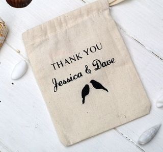personalised wedding favour drawstring bag by beautiful day