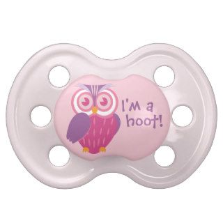 Cute Pink Hoot Owl  Custom Baby Pacifier Design