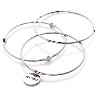 Michael Anthony Jewelry® Set of 3 Stainless Steel Textured Bangle Bracelets