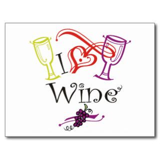 I Heart Wine Post Card