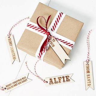 wooden personalised christmas gift tag by sophia victoria joy