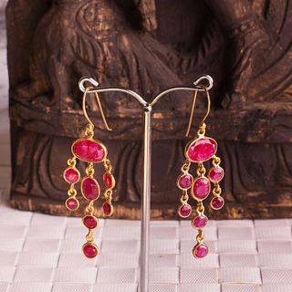 faceted red ruby chandelier drop earrings by rochelle shepherd jewels