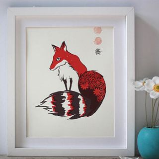 kitsune fox screenprint by deborah champion