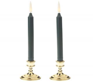 Set of 2 BatteryOperated 9Taper Candles in Bases with Timer —