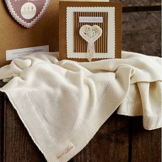 cream heart baby blanket gift set by the chic country home
