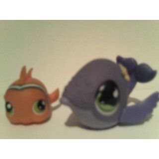 Littlest Pet Shop Purple Whale and Angel Fish # 643 and 644 Toys & Games