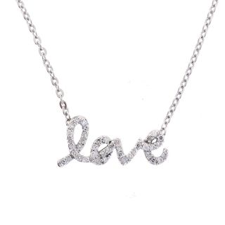 Beverly Hills Charm Sterling Silver 1/4ct TDW Diamond 'Love' Necklace (H I, I1 I2) Beverly Hills Charm Diamond Necklaces