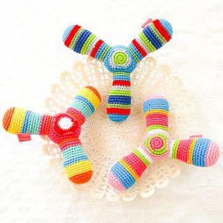 handmade crochet airplane rattle by lavish + delight