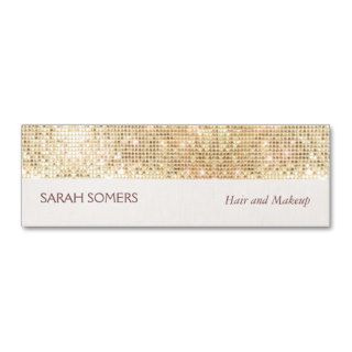Gold Sparkly Sequin and Faux Linen Business Card
