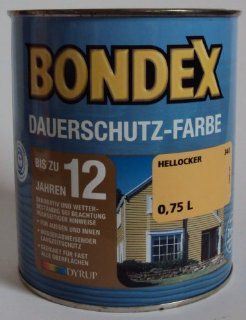 13,33 EUR/Liter Bondex Dauerschutzfarbe, Hellocker 345, 2,25 Liter (3 x750 ml) Garten