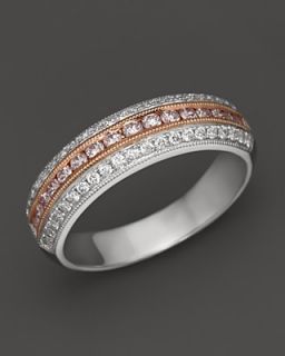 Natural Pink and White Diamond Band in 18K Rose and White Gold, .62 ct. t.w.'s