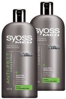 Syoss Shampoo Men Anti Grease 2er Pack (2 x 500 ml) Drogerie & Körperpflege