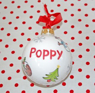 personalised christmas bauble by sparkle ceramics