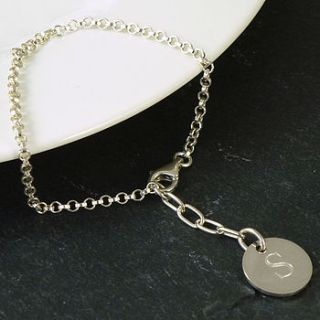 silver chain bracelet with engraved charm by hersey silversmiths