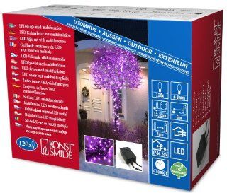 Konstsmide 3631 450 Micro LED Lichterkette 120 purpurfarbene Dioden / Multifunktion / 24V Auentrafo / schwarzes Kabel Beleuchtung