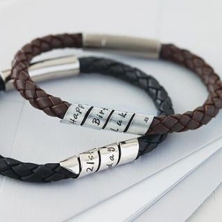 personalised open scroll leather bracelet by joulberry