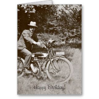 Vintage motorcycle birthday card