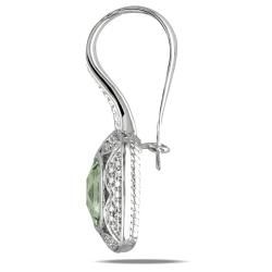Miadora Sterling Silver Green Amethyst and 1/10ct TDW Diamond Earrings (G H) Miadora Gemstone Earrings