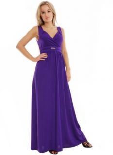 MontyQ Elegantes Kleid Lang Purple Maxikleid Partykleid NSL1 Gesamtlaenge 148cm Bekleidung