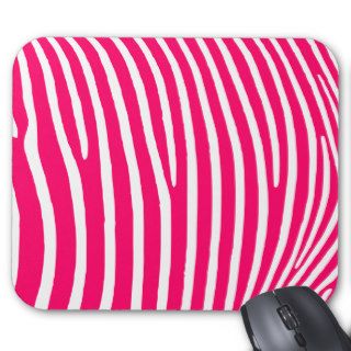Hot Pink and White Zebra Print Mousepads