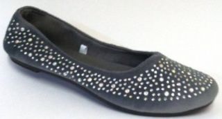 Womens Ballerina Ballet Flats Shoe W/All Over Stones (9, Grey Twinkler) Shoes