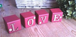 country style 'love' blocks by the hiding place