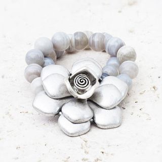 peony flower stretch bracelet in grey by bloom boutique