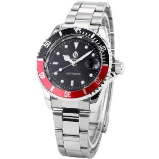 Fashion Black Red Automatic Mechanical Date Screw Crown Men's Sport Wrist Watch PMW113 Watches