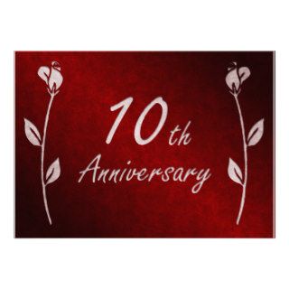 10th Wedding Anniversary Party Invitations (Red)