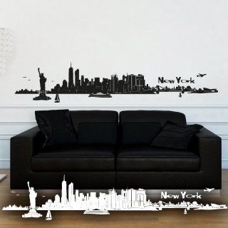 Wandkings Wandtattoo "Skyline New York (mit Sehenswrdigkeiten und Wahrzeichen der Stadt)" 170 x 34 cm schwarz   erhltlich in 33 Farben Küche & Haushalt