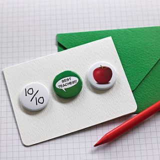 'best teacher' badge or magnet card by studio sweepings