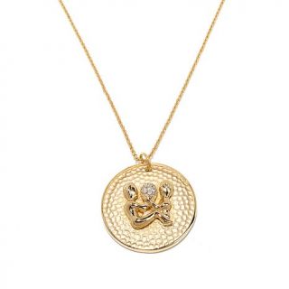 Daniela Swaebe Fashion Jewelry Round Zodiac Goldtone CZ Pendant with Two 18" Ne