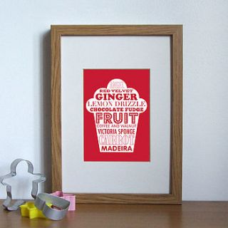 favourite cakes typographic print by applemint designs