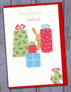 personalised christmas card for children by the little brown rabbit