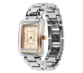 Vicence RectangularDial Chrome Ceramic Strap Watch, 14K Gold —