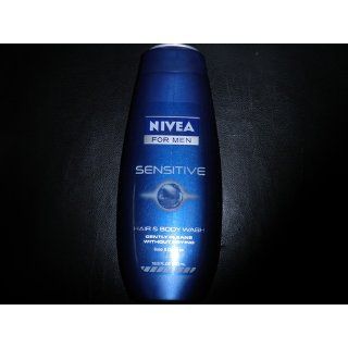 Nivea For Men Sensitive Body Wash 3 in 1 Body, Hair & Face, 16.9 Ounce Bottle (Pack of 3)  Bath And Shower Gels  Beauty