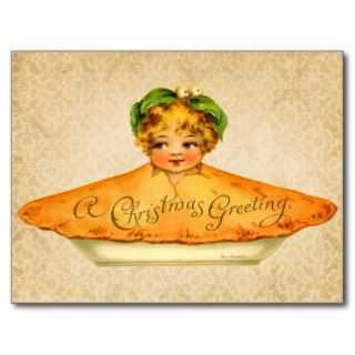 Little Girl popping out of Christmas Pie Post Cards