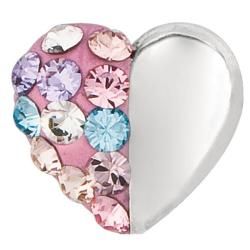 High polish Sterling Silver Multicolor Crystal Heart Stud Earrings Crystal, Glass & Bead Earrings