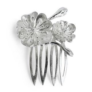 silver julieta floral bridal hairpiece small by arabel lebrusan