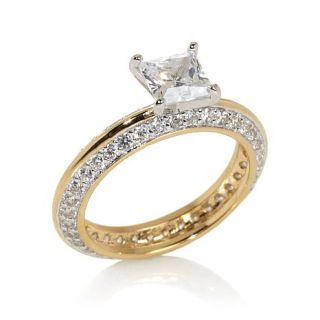 Absolute™ 1ct Princess Cut Solitaire Pavé Knife Edge Ring