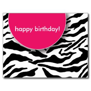 Happy Birthday Wild Zebra (Cherry) Postcard