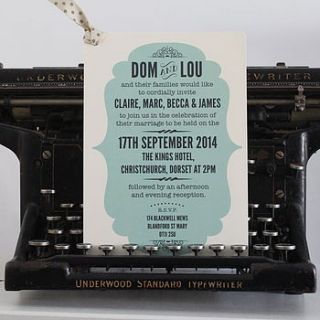 vintage style wedding day invitation by lou brown designs