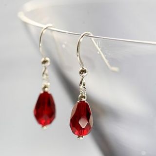 red faceted glass drop earrings by claire mistry