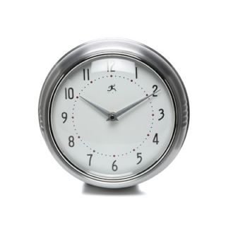 Infinity Instruments Retro Round Metal Wall Clock In Silver