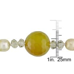 Miadora New York Pearls Beige FW Pearl and Multi colored Quartz Necklace (8 9 mm) Miadora Pearl Necklaces