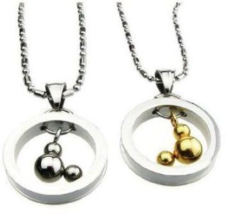 His or Hers Mickey Stylish Couple Titanium Pendant Necklace Simple Korean Love Style in a Gift Box  NK270 (Hers(Gold)) Jewelry